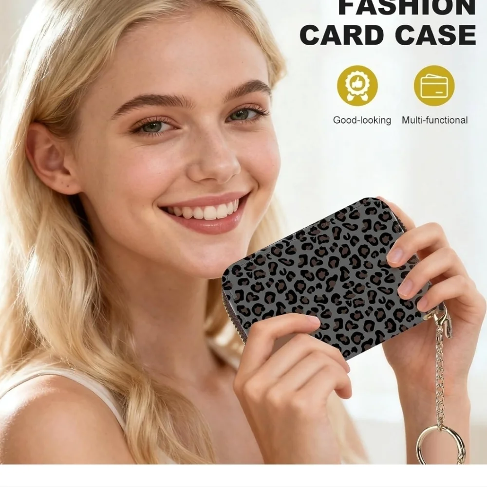 Leopard Print Card Holder Wallet